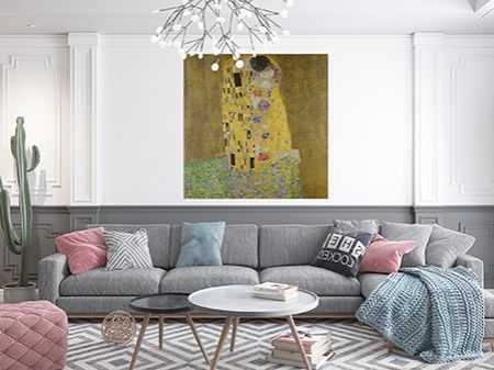 Reprodukcja Pocałunek, Gustaw Klimt,Wymarzony klimat w salonie.